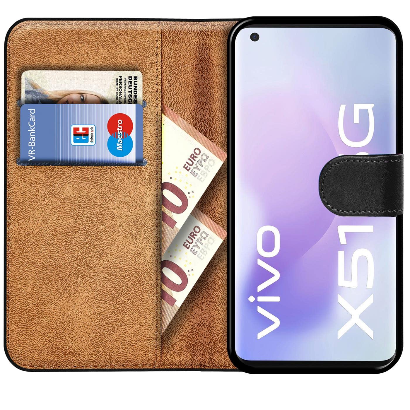 Verco Wallet Case for Vivo X51 5G Book Cover with Magnetic Closure compatible with Vivo X51 5G Flip Case with Card Slots Faux Leather - Image 2