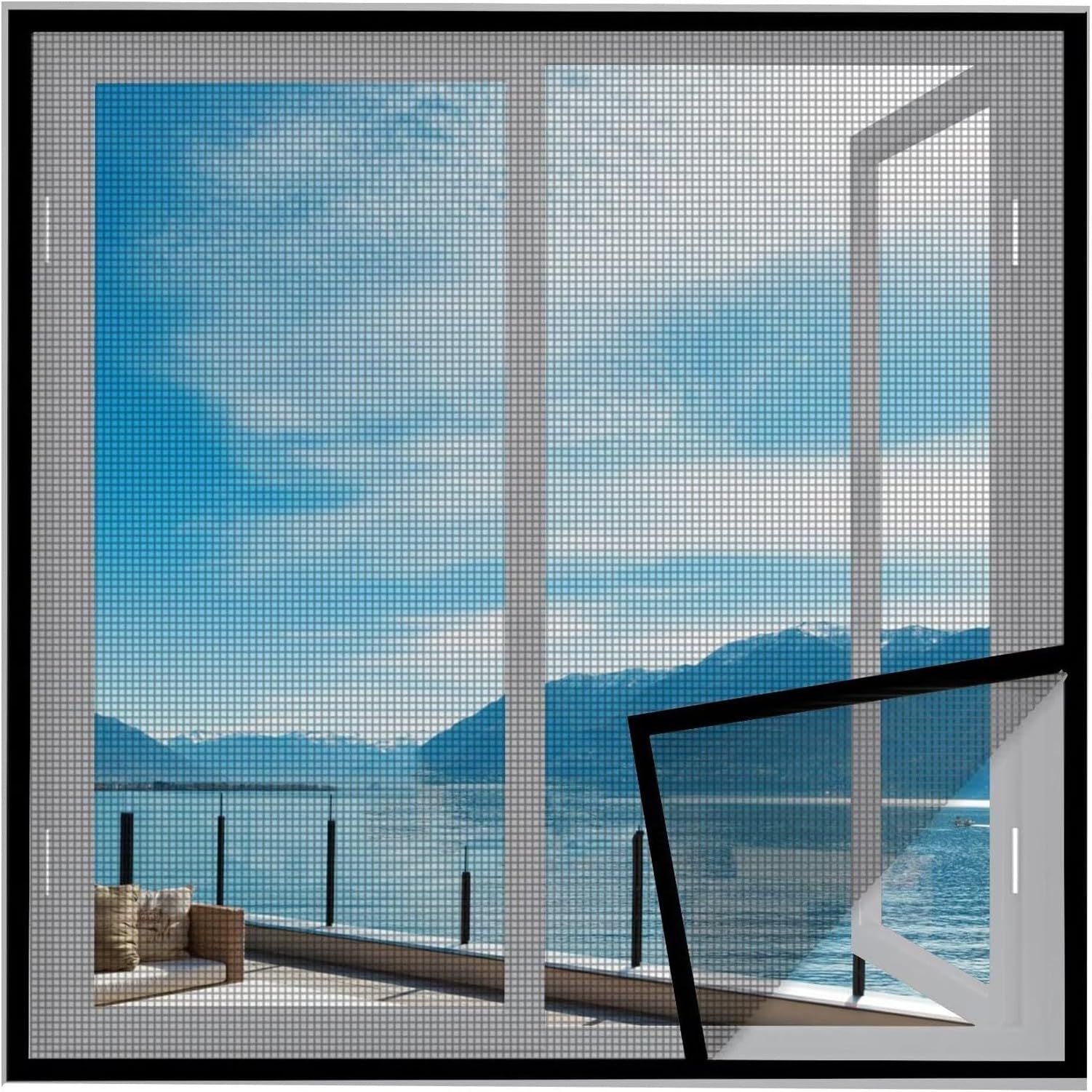 Wuufake Window Net for 80x120cm Frame Mosquito Netting Summer Ventilation Black for Door