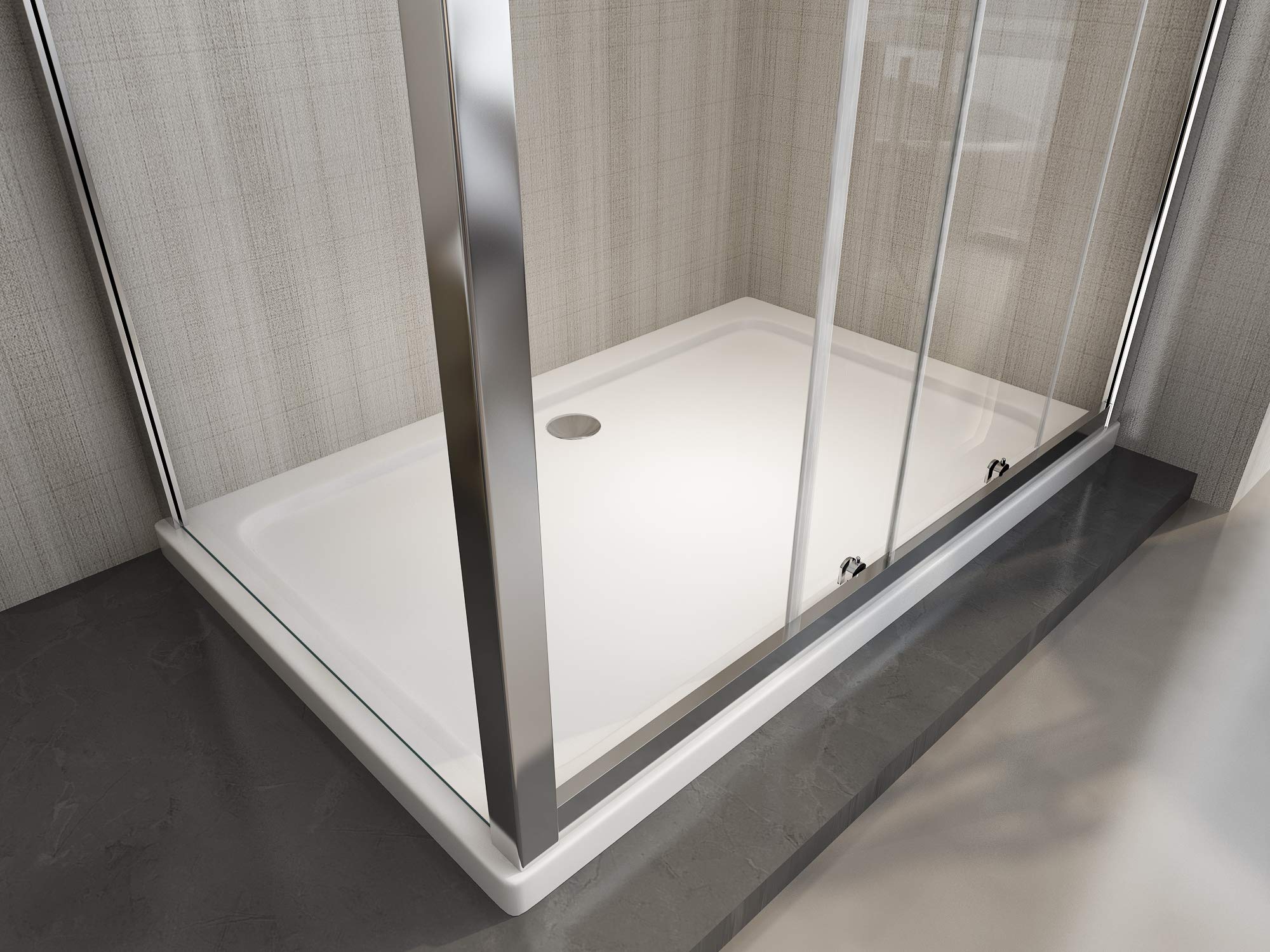 Box Doccia Angolare Parete Fissa Laterale e Porta Scorrevole Frontale Reversibile 6 mm Easy-Clean H.190 (77,5-80 fisso x 115-120 porta)