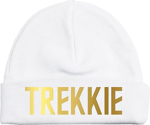 Vista 28 de The Next Generation - Trekkie Baby Onesie - Sombrero - Manta - Combinaciones de paquetes de baberos Tela negra/diseño dorado