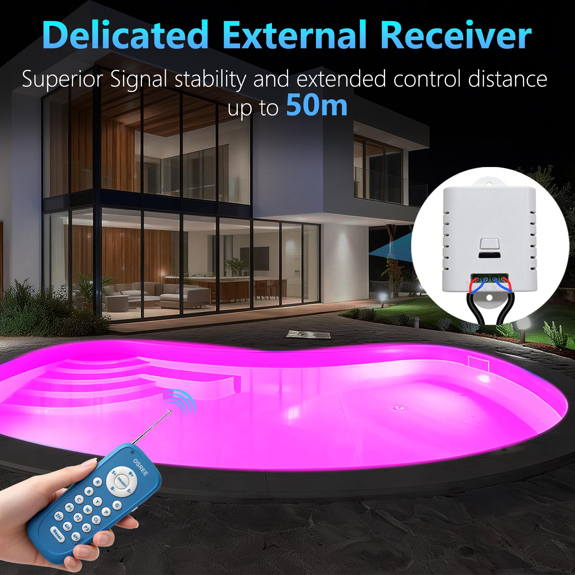 35W Foco Piscina LED RGB de Superficie, Lámpara Piscina Multicolor Regulable 1400lm, Ø275mm, Temporizador 2/4/6H, Luz Piscinas Impermeable IP68 Relleno Resina con Control Remoto, 12V AC