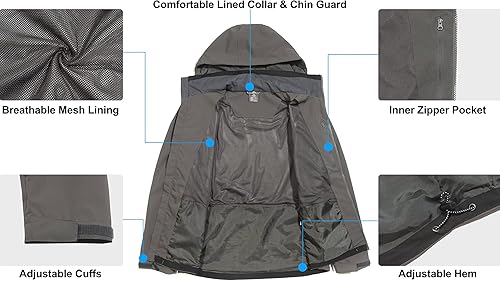 Miniatura 5 de Little Donkey Andy Chaqueta impermeable para hombre, rompevientos con capucha, ligera, con capucha, para senderismo, viajes