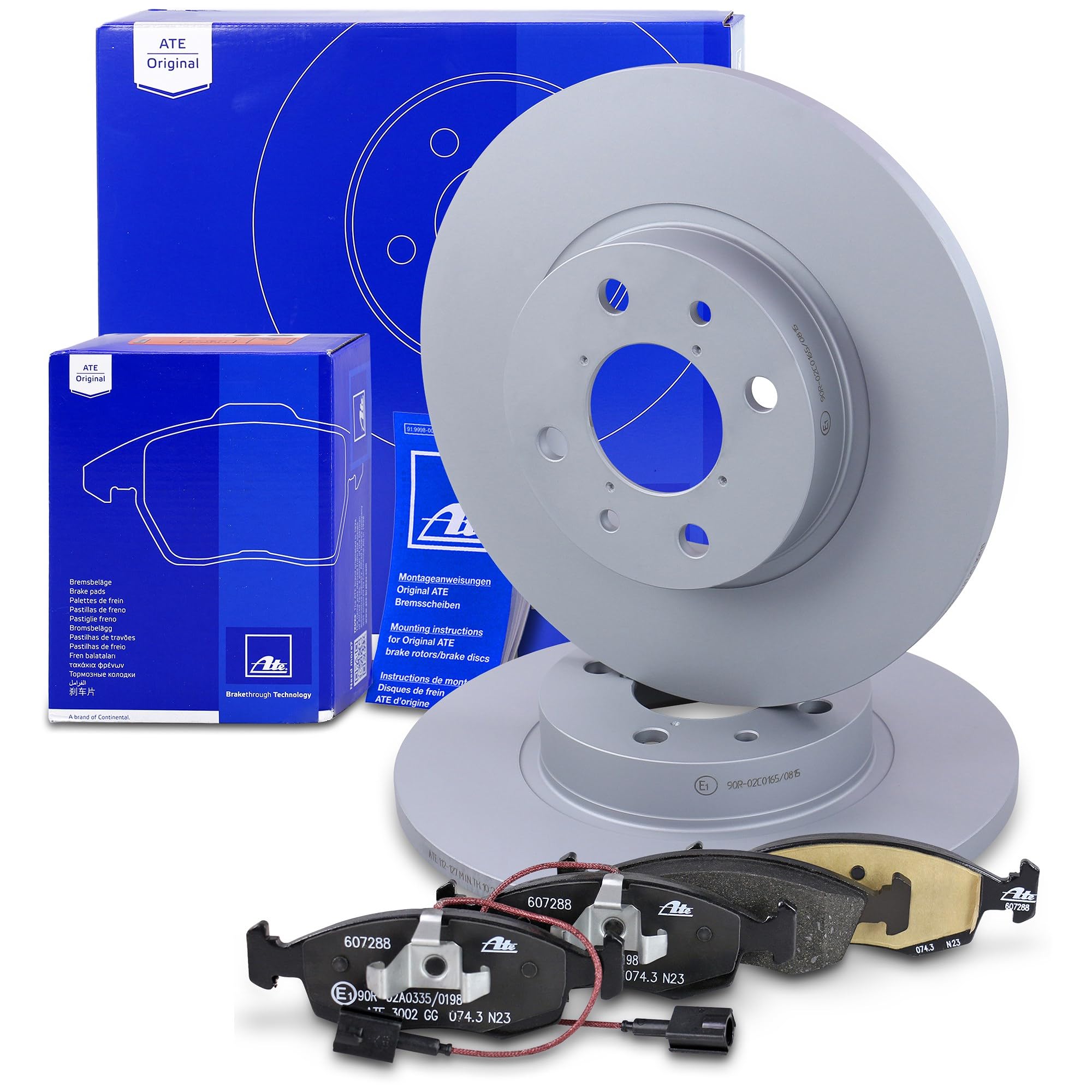 ATE Set freni asse anteriore incl. dischi freno anteriori ¯ 257 mm pieni e pastiglie freno anteriori + contatto di usura Compatibile con FIAT 500 (312_), 500 C (312_)