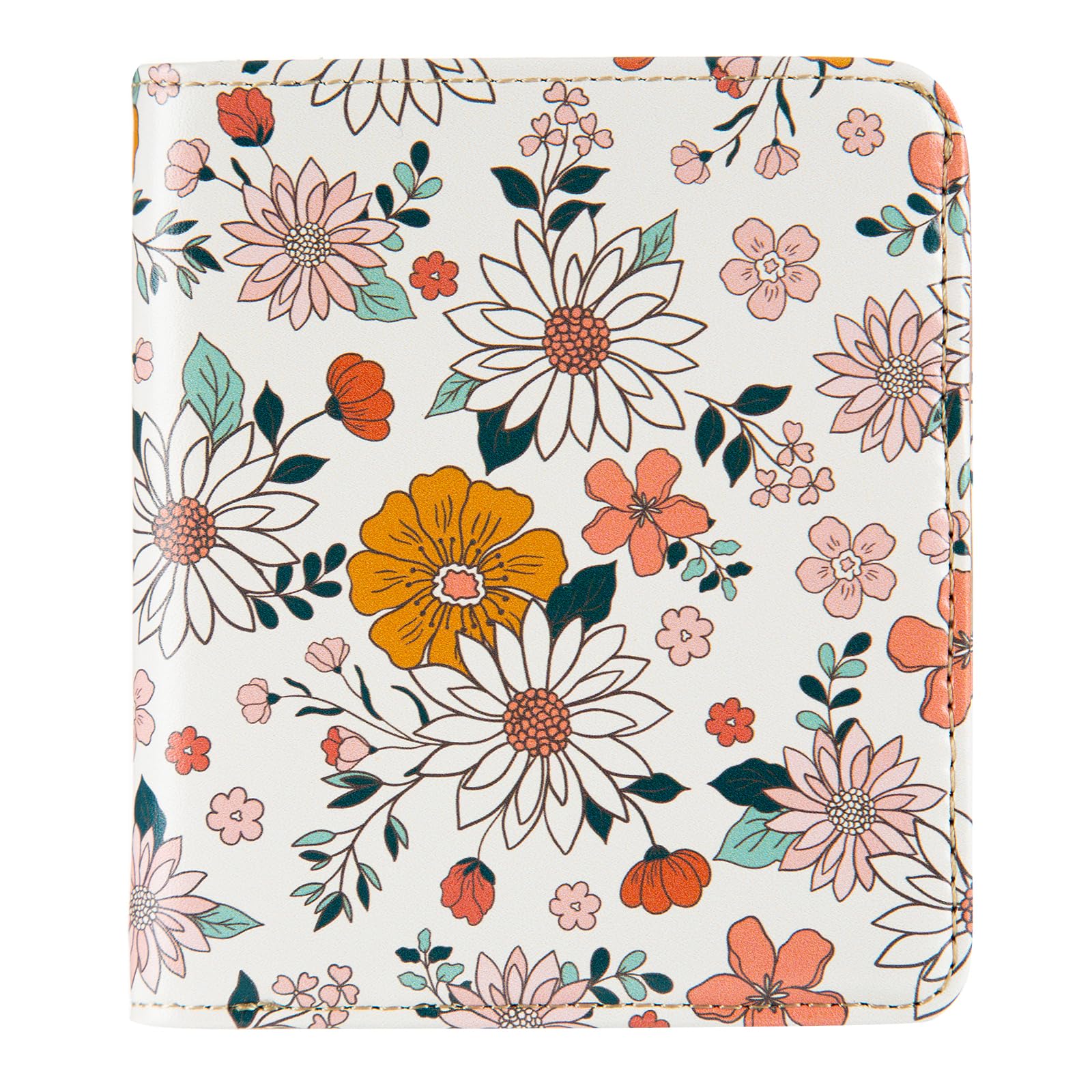 BECEERE Womens Walle Rfid Blocking Small Compact Bifold Pocket Wallet Women travel mini wallet Ladies Purse with ID Window (White Floral)