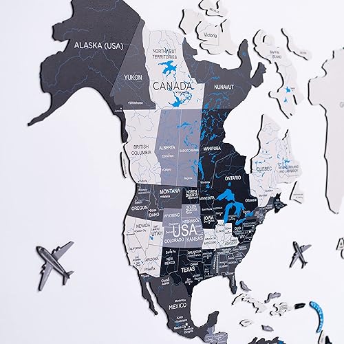 Miniatura 4 de Enjoy The Wood Arte de pared con mapa del mundo 2D, decoración de sala de estar, regalo de inauguración de la casa para el hogar, mapa de pared de