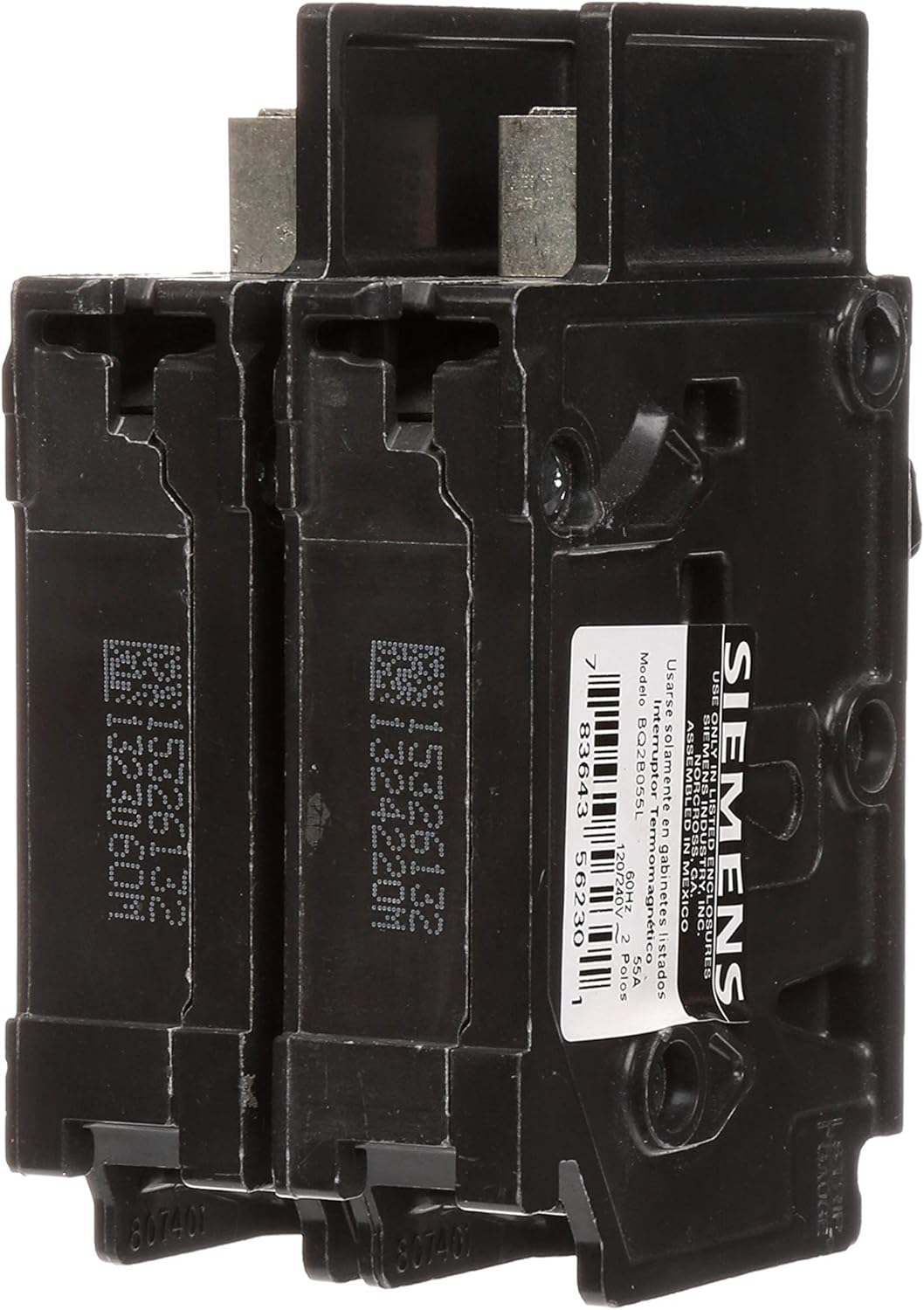 Siemens BQ2B055L 55-Amp Double Pole 120/240-Volt 10KAIC Lug In/Lug Out Breaker