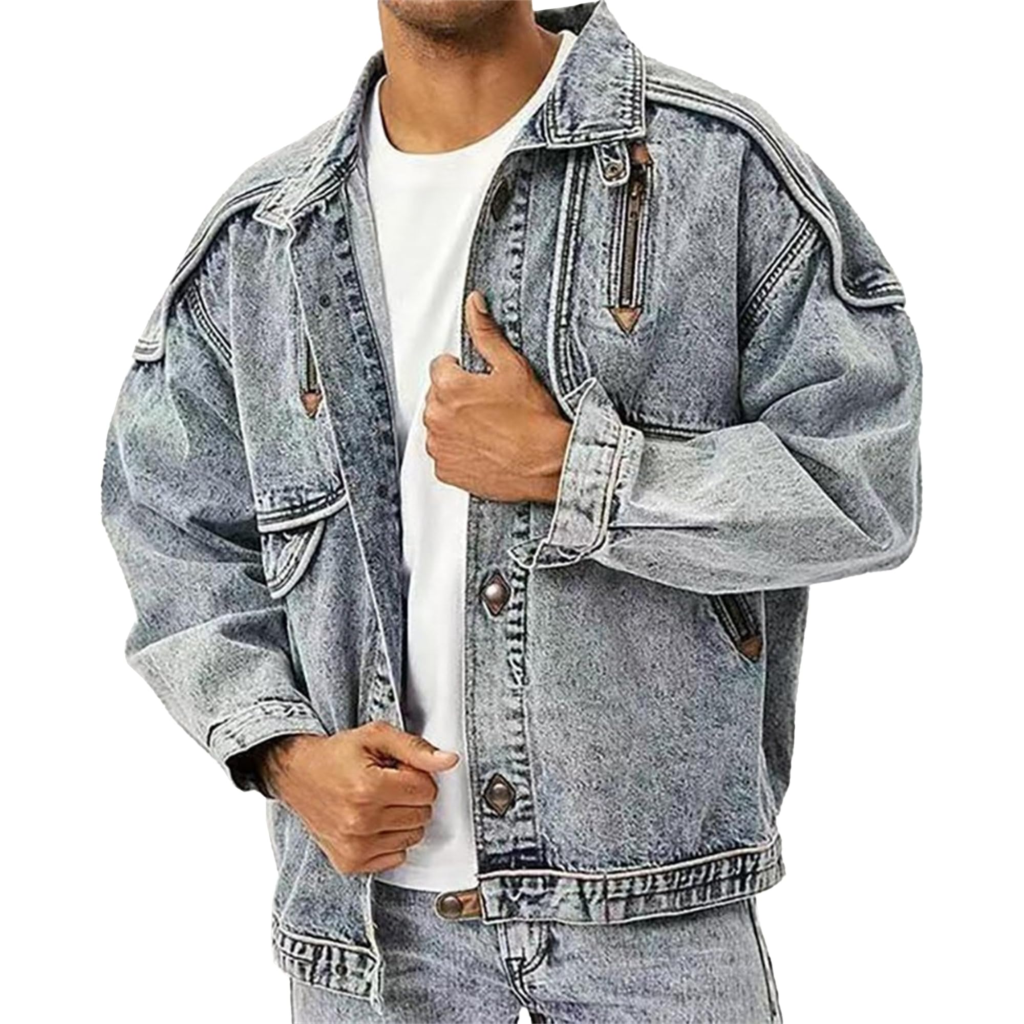 Chaqueta de mezclilla para hombre que busca comodidad regular y estilo retro 8
