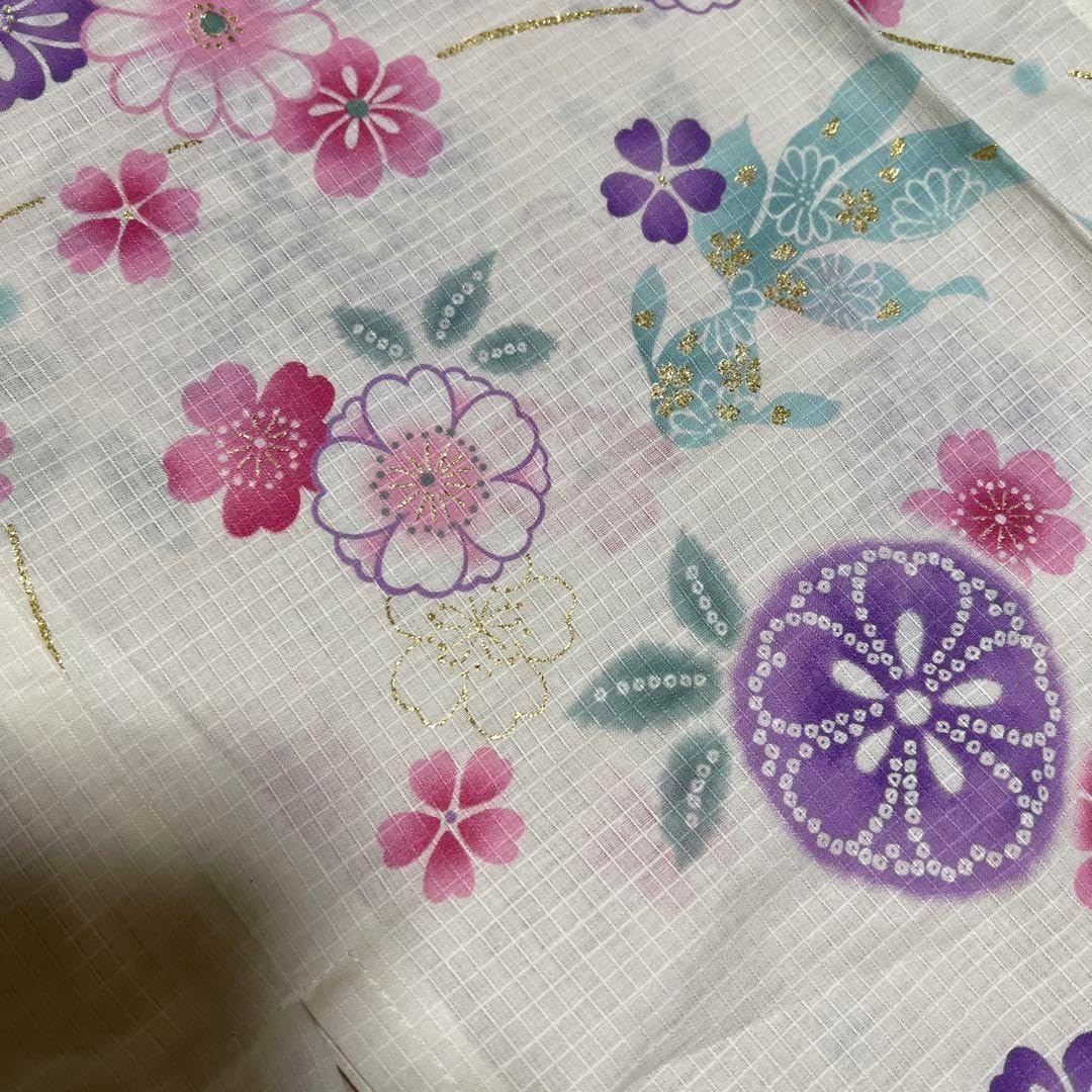 七五三 3歳女の子 はなひめ 水色着物 カラフル 桜 熨斗目 狛犬 七五三