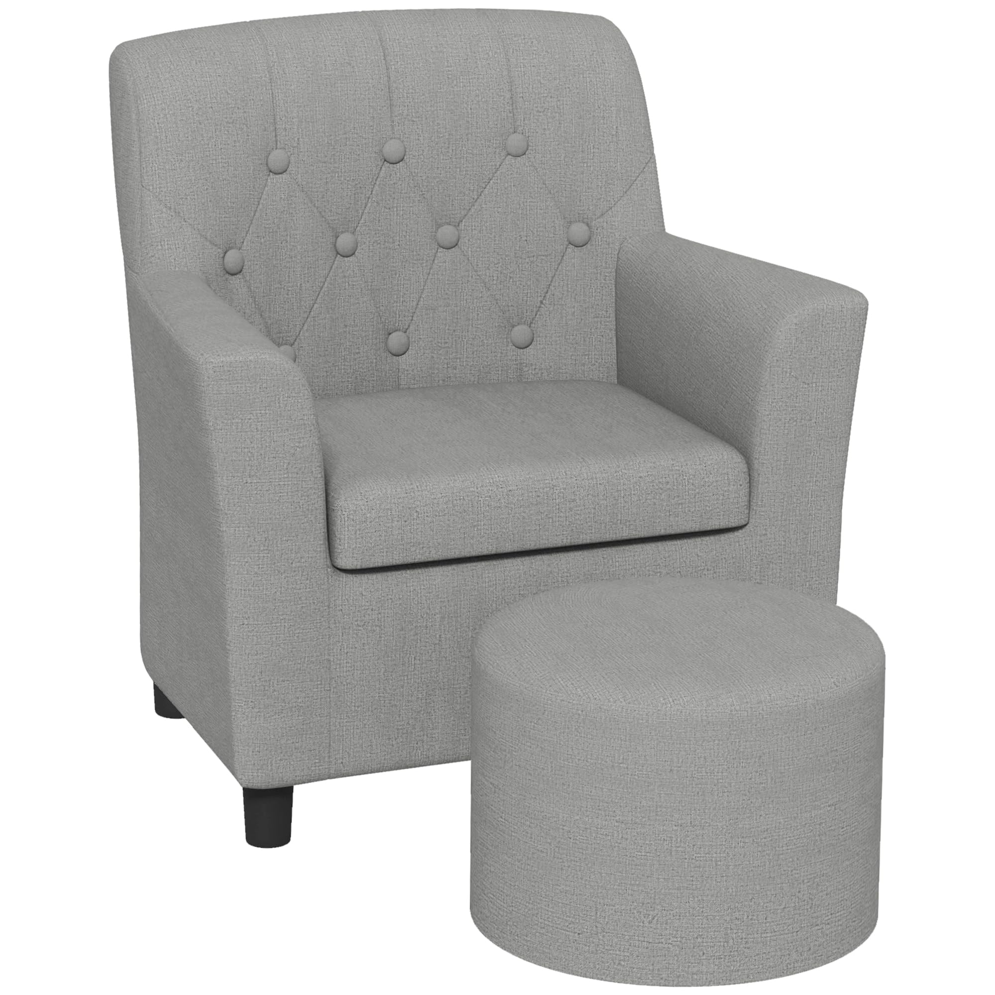 AIYAPLAY Kindersessel Kindersofa mit Fußhocker Kindercouch 1,5-3 Jahre Kindermöbel Kinderzimmer Leinentoptik Eukalyptusholz Grau 45 x 43 x 50,5 cm