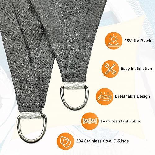 Miniatura 3 de Artpuch - Toldo tipo vela, de 6.53ozm, bloquea los rayos ultravioleta, ideal para el patio, jardín, instalaciones y actividades al aire libre (10 x