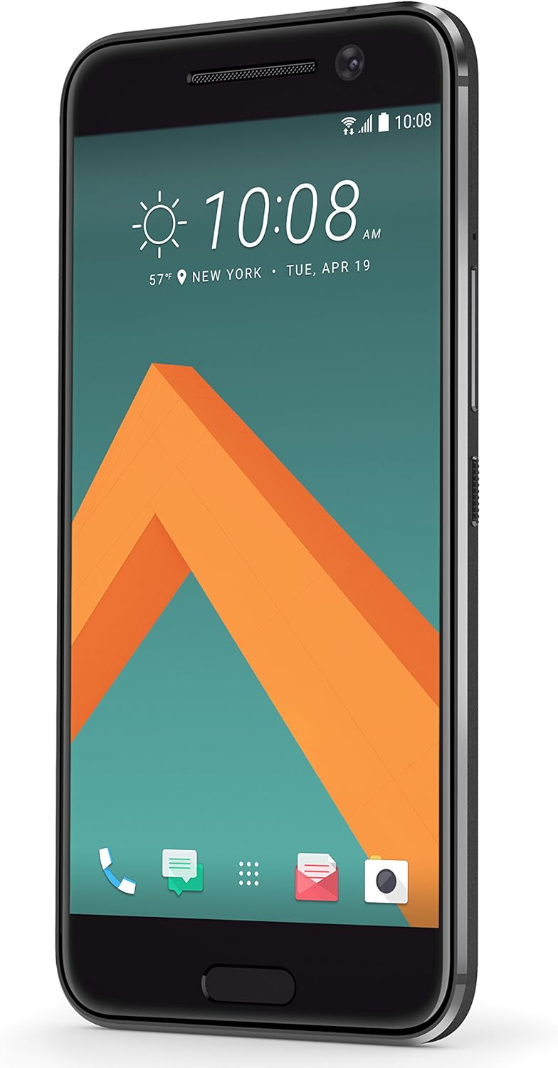 Side view of the HTC 10 smartphone, showing the power and volume buttons.