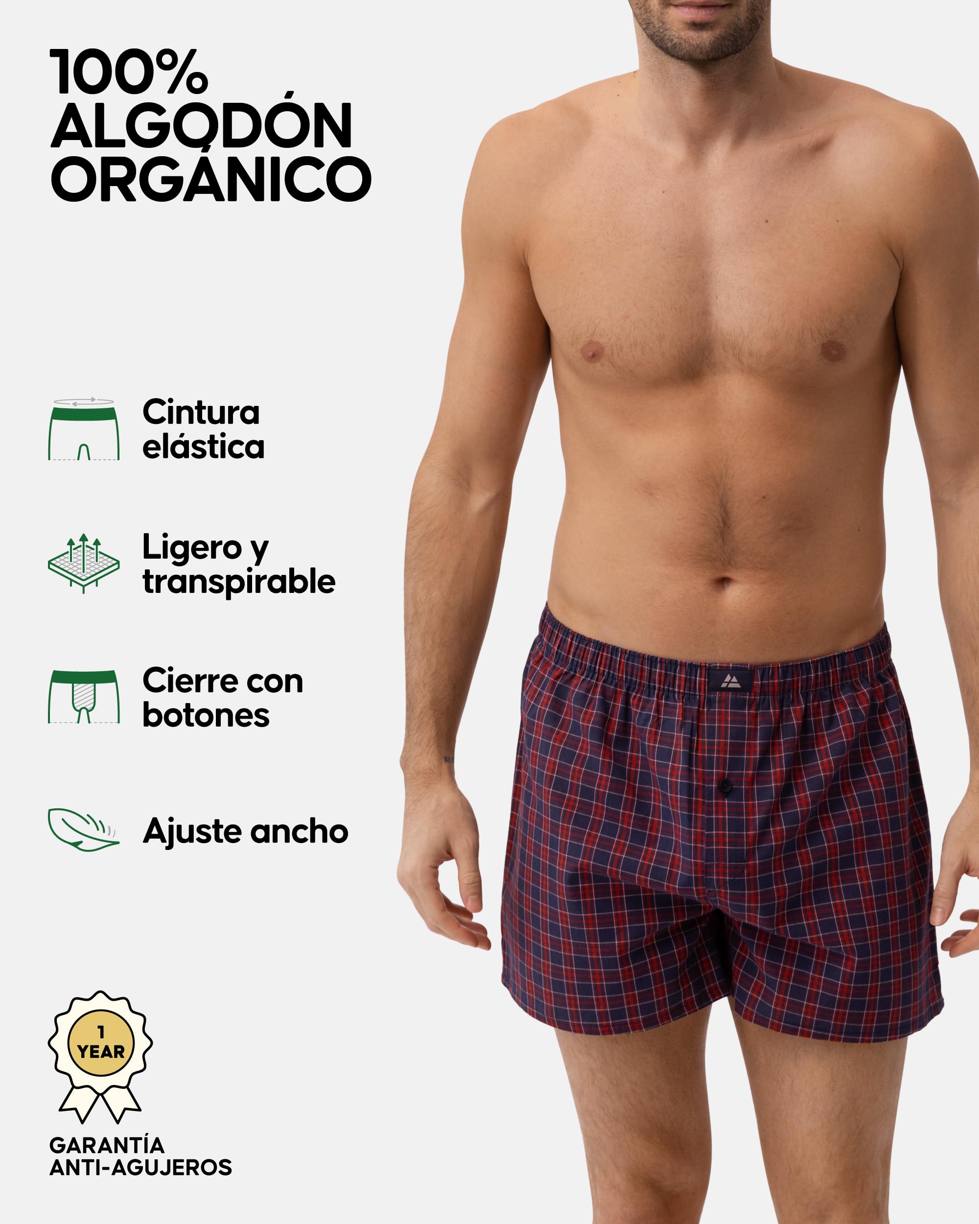 DANISH ENDURANCE Calzoncillos Hombre Boxer de Tela, 100% Algodon Organico Premium, Pack de 4 y 6 - Ropa Hombre, Ropa Interior