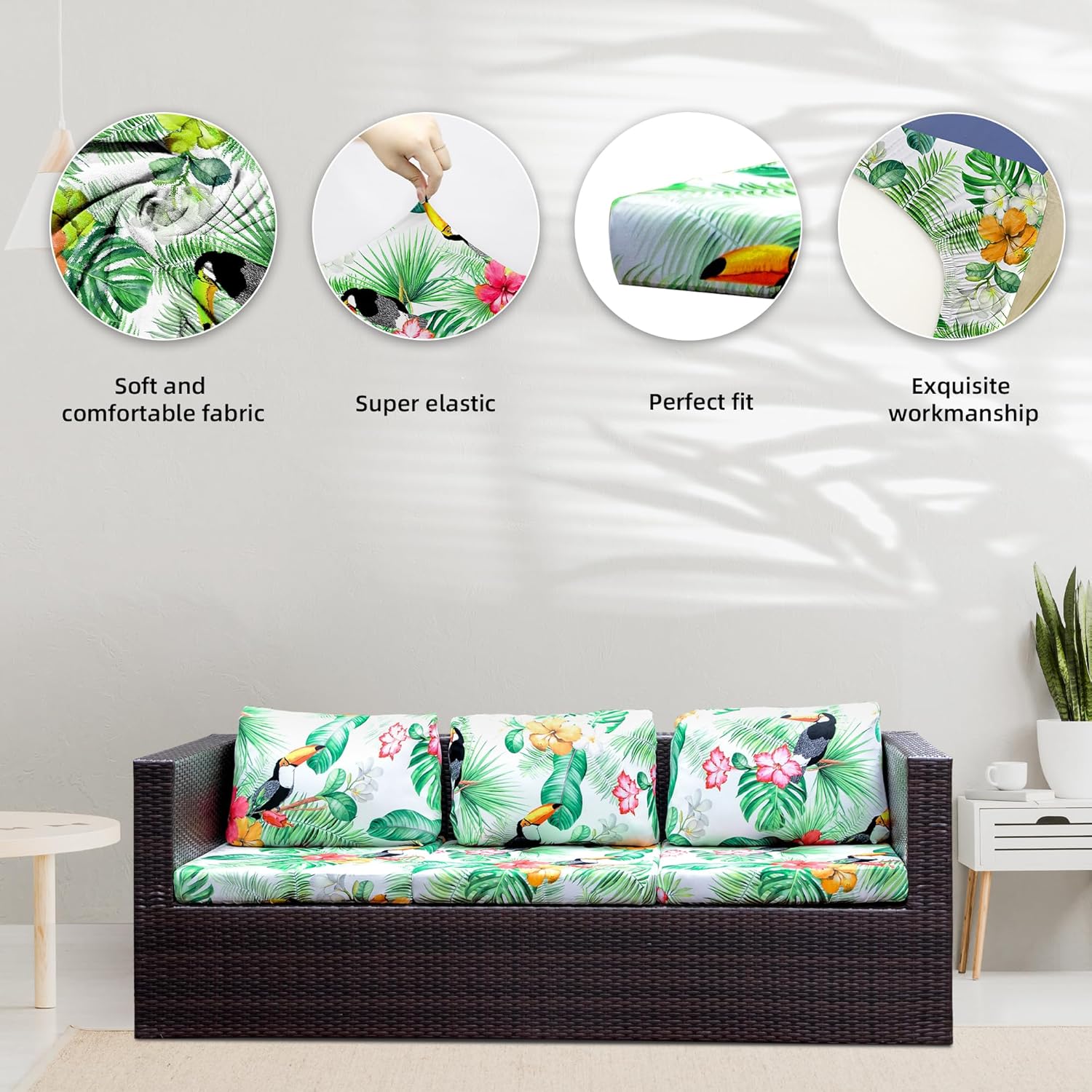 8Pcs Stretch Patio Cushion Covers,Outdoor Couch Covers Replacement,Outdoor Couch & Sofa Slipcovers,for Patio Furniture Cushion Covers,Washable Reusable urniture Protector(Pelican,8PCS) thumbnail
