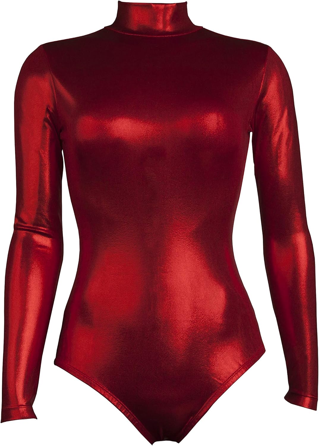 Amazon.com: Metallic Mock Turtleneck Bodysuit Size Youth Large Red : Sports & Outdoors