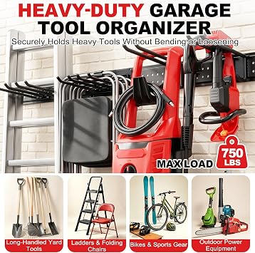 Garage Tool Organizer Wall Mount 6 Packs, 96 Inches