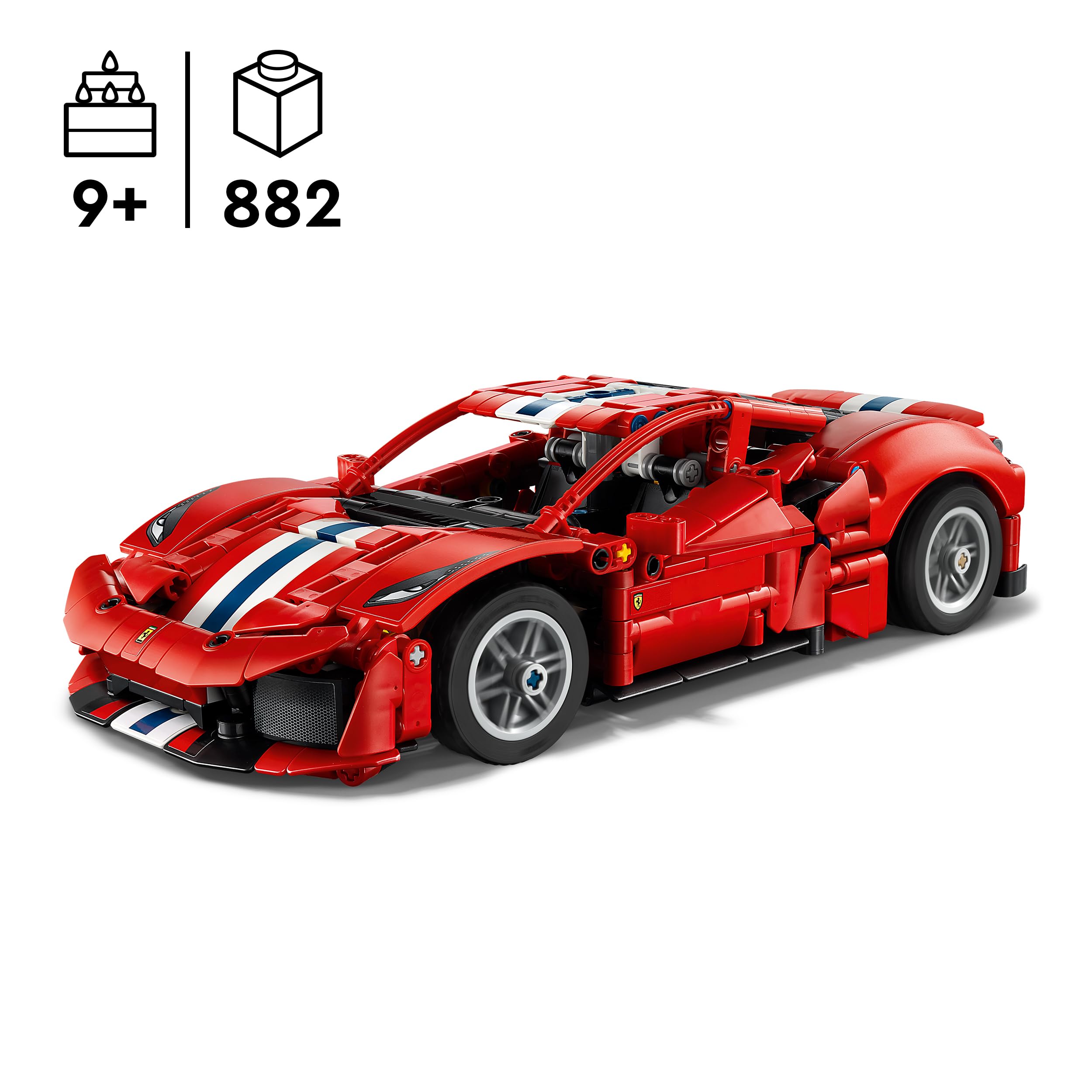 LEGO Technic Ferrari 488 Pista Auto - Bauspielzeug für Kinder ab 9 Jahren - Ferrari-Merch - Rennauto mit Lenkung, Differential und V8-Motor mit beweglichen Kolben - 42235