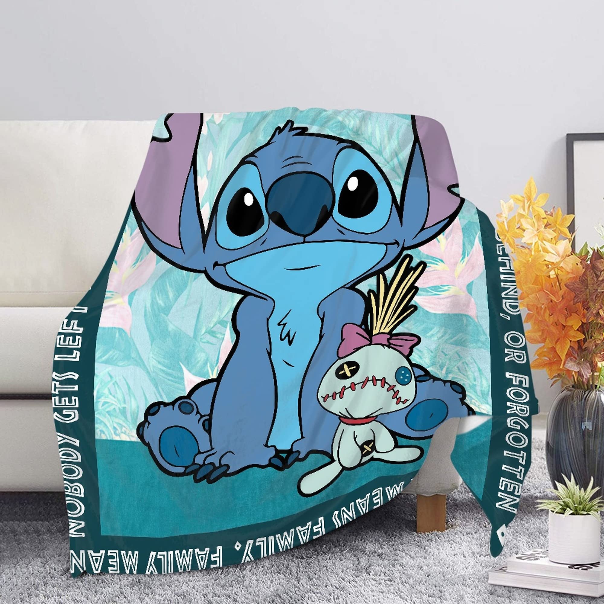 Cartoon Stitch Blanket for Kids Adults Anime Gift Throw Blankets Ultra-Soft Plush Micro Lightweight Warm Flannel Bedding for Living Room Office Company Home Couch Bed Sofa Decoration 50×40"