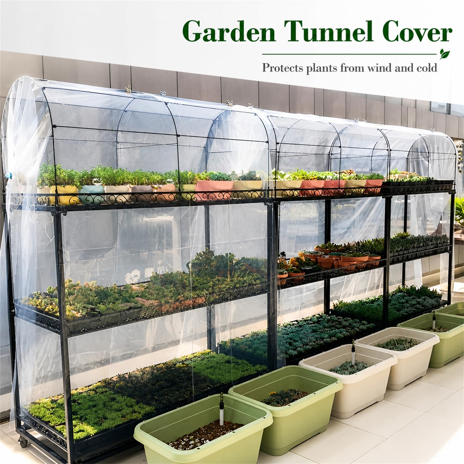 Extra-Spesso Telo Per Serra Trasparente 2Mx10M,Copertura in Plastica della Serra,Resistente agli Strappi, Copertura Impermeabile Antivento del Polytunnel del Giardino per Piante all'aperto Fattorie