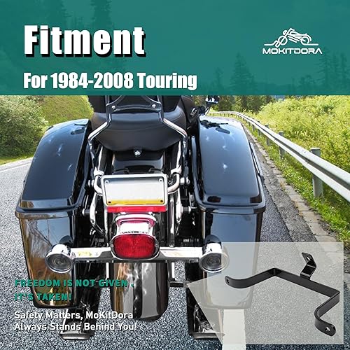Miniatura 2 de MoKitDora Soporte de alforja a guardabarros compatible con Harley Touring FLH FLT 1984-2008, negro