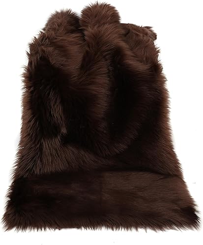 Miniatura 55 de Alfombra de piel sintética esponjosa de piel de oveja blanca, 4 x 6 pies, ultra suave, para dormitorio, mesita de noche, sala de estar, guardería