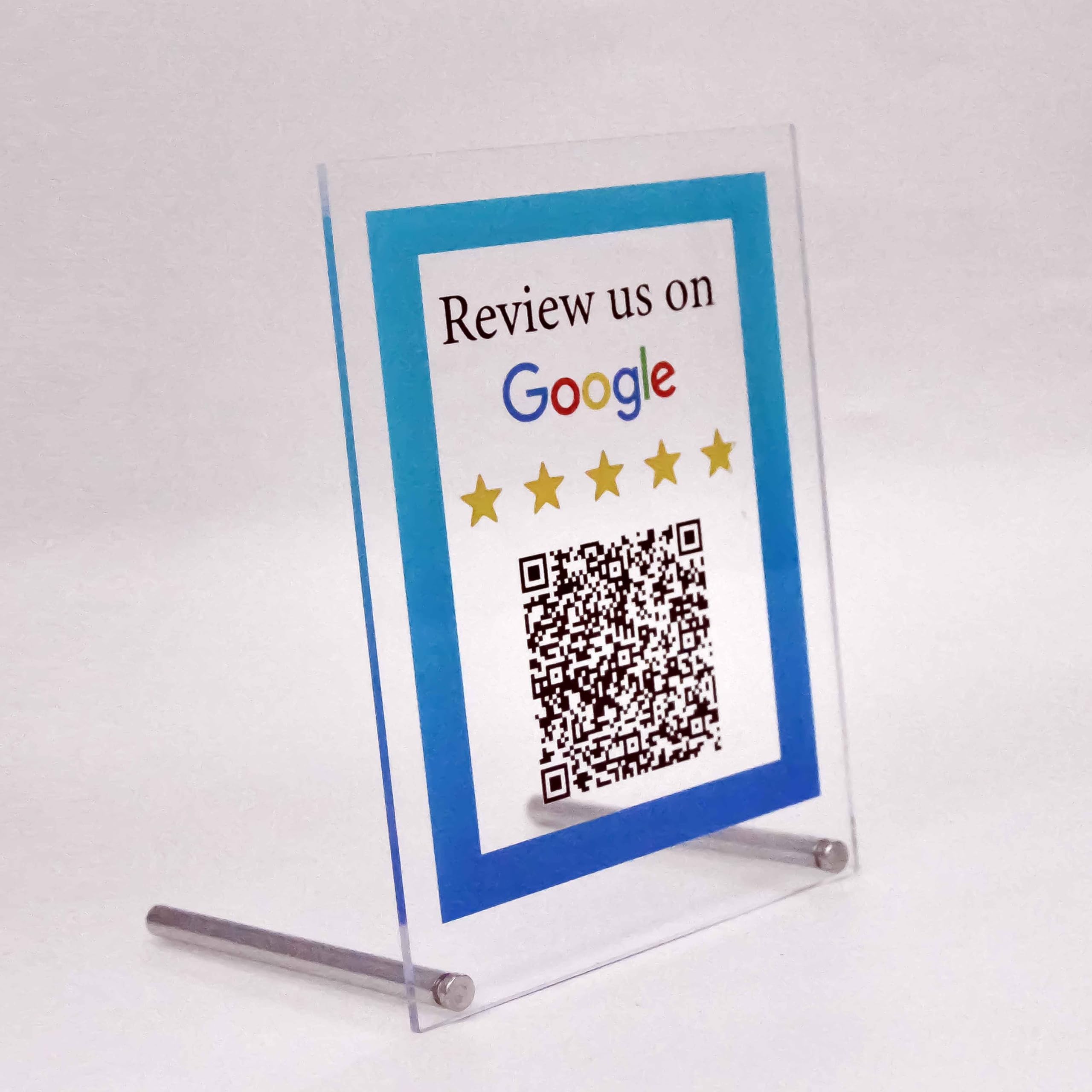 Personalized Custom QR Code Sign Acrylic Menu Sign Leave Us A Review QR Code Sign For Business Display Holder Office Desk Photo Display Metal Stand For Store Office Restaurant Hotel