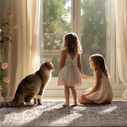 Miniatura 7 de Madane Alfombra bohemia de 2 x 8 pies, lavable, antideslizante, de pelo bajo, suave, para cocina, lavandería, vestíbulo, entrada, vestíbulo,