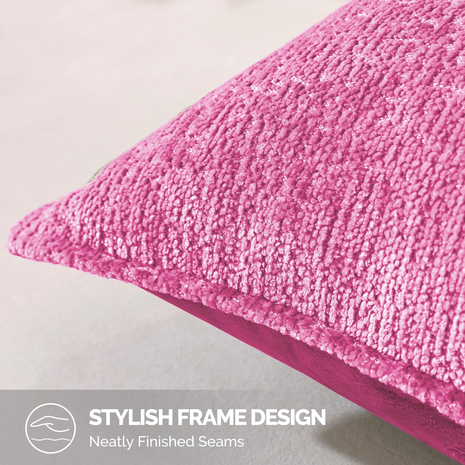 YSTELLAA Housse De Coussin Chenille, Lot De 2, 60 x 60 cm, Tabac | Housse Luxe Super Douce Pour Canapé, Fermeture Éclair Cachée, Décoration Maison, Salon Et Chambre