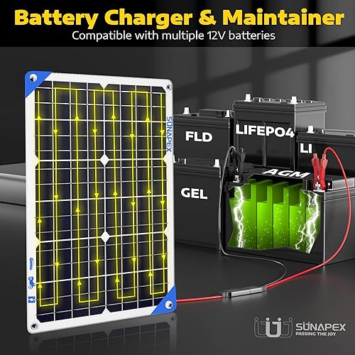 Miniatura 4 de Cargador de batería solar de 30 W, 12 V, impermeable, panel solar, cargador de goteo para coche, barco, RV, camión, motocicleta, tractor marino