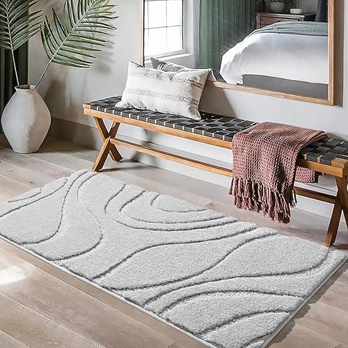 Miniatura 2 de DEXDE Alfombras de baño, alfombra de baño de microfibra lanuda de felpa suave antideslizante para suelo de baño, alfombra absorbente lavable a