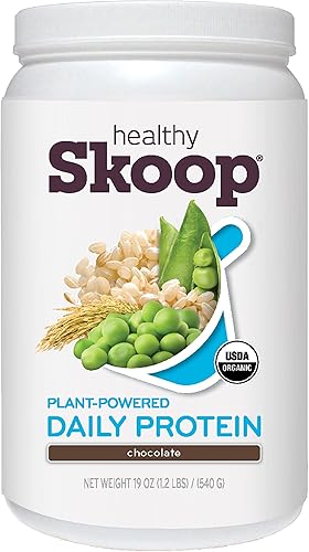 Proteína diaria en polvo a base de plantas  Healthy Skoop  Certificado orgánico USDA  BCAA  Vegano, sin lácteos, sin gluten, sin OMG  Chocolate  20