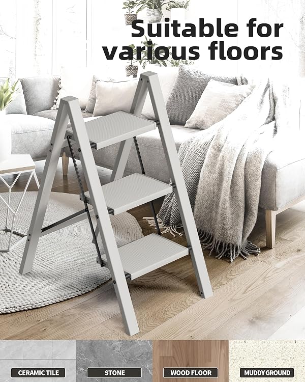 HillhutApex 3 Step Stool Foldable Ladder,Aluminum Step Ladder by HillhutApex - Used condition - Image 7