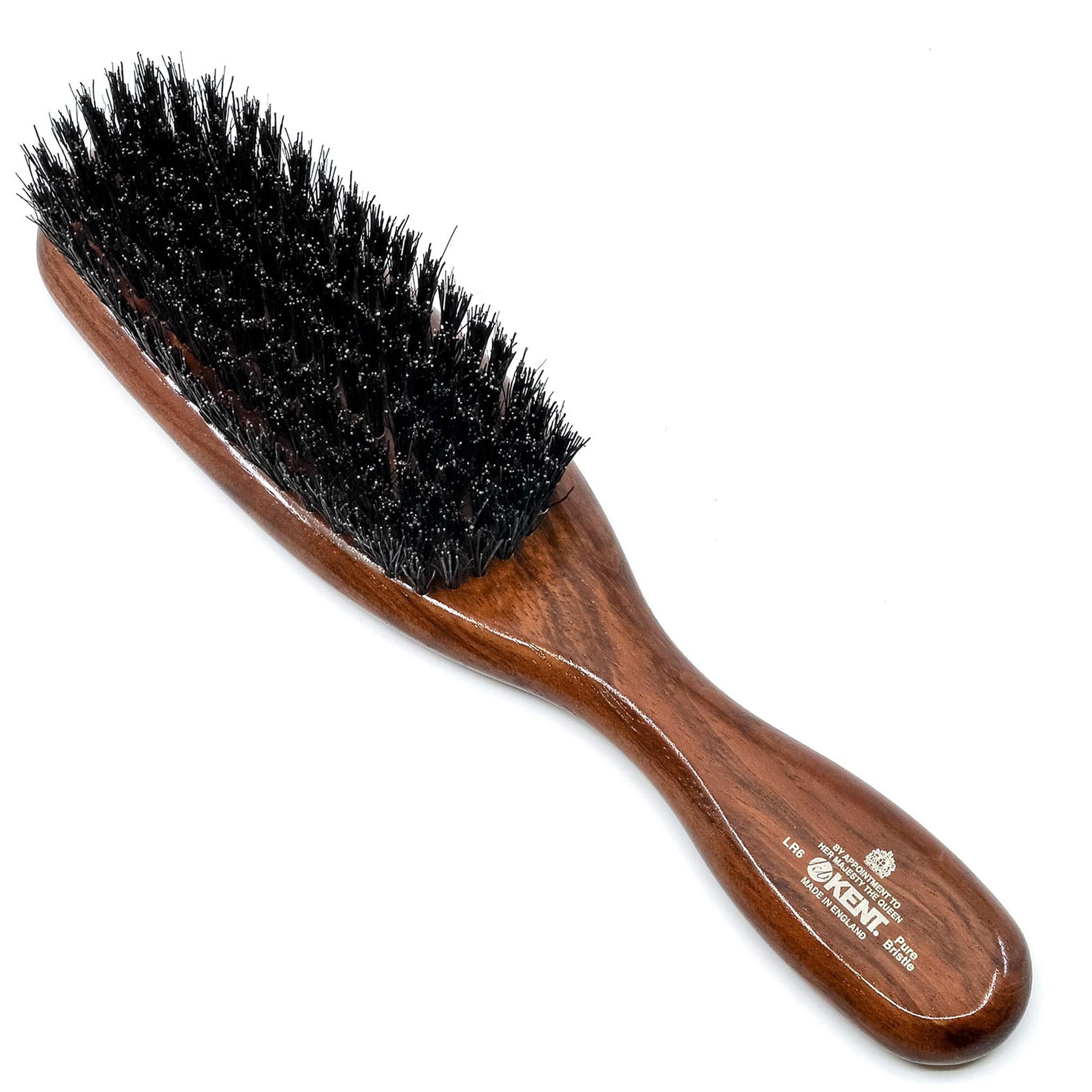 - Kent LR6 Finest Dark Wood Styling Hair Brushes for Women - Natural Black Boar Bristle Hairbrush for Medium to Thick Hair of All Lengths - Dry Brush for Styling, Straightening, and Stimulating Oils