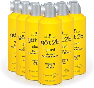 got2b Glued Blasting Freeze Hair Spray, 12 Fl Oz, Pack of 6, Extra Strong Holding Spray for Spikes & Styles, Long-Lasting All-Day Hold, Wind-Tested, Humidity-Resistant, Washes Out Easily