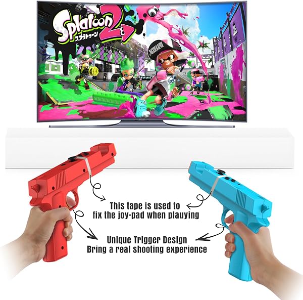 Lot de 2 pistolets de jeu pour manette Switch/Switch OLED - Manette de mouvement - Poignée manuelle - Jeux de tir Wolfenstein 2 : le nouveau Colossus - pour Nintendo Switch Gun Shooter Jeux de chasse - 2