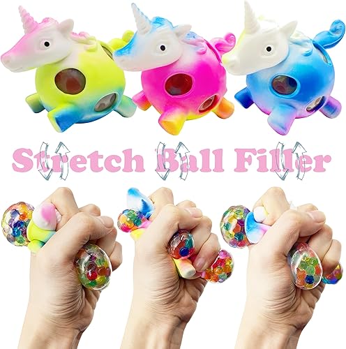 Miniatura 3 de Juguetes sensoriales de unicornio para niños y adultos (3 piezas) Pelota antiestrés de unicornio para aliviar el estrés, juguetes de fiesta para