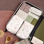 GISMTR 3Pcs Coton Sac de maquillage matelassé Grand sac cosmétique de voyage Coquette Maquillage Pochette Mignon Sac de toilette Esthétique Florale pour femmes Filles, fleur-S, Mignon