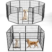 DUMOS 40 Inch Metal Dog Playpen - 8 Panels Foldable Indoor Outdoor Pet Fence with Door for Puppies, Dogs, Cats & Rabbits