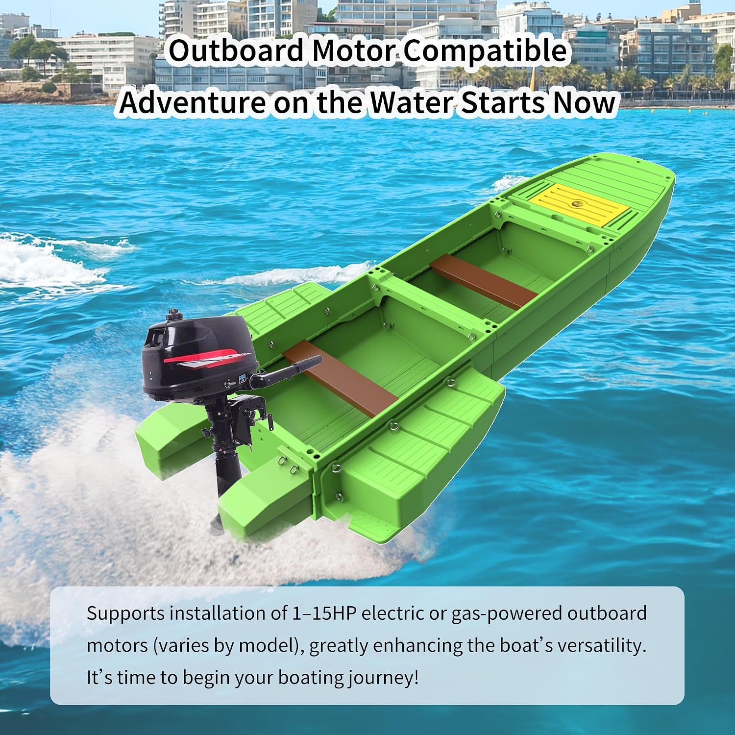Fishing Boat, Folding Pontoon Boat, Fits in Trunk - Portable Modular Kayak, Seats 2-6, Motor-Ready, Sturdier Than Inflatable Boats - Ideal for Lure Fishing, Hunting, Rowing, Travel, Rescue