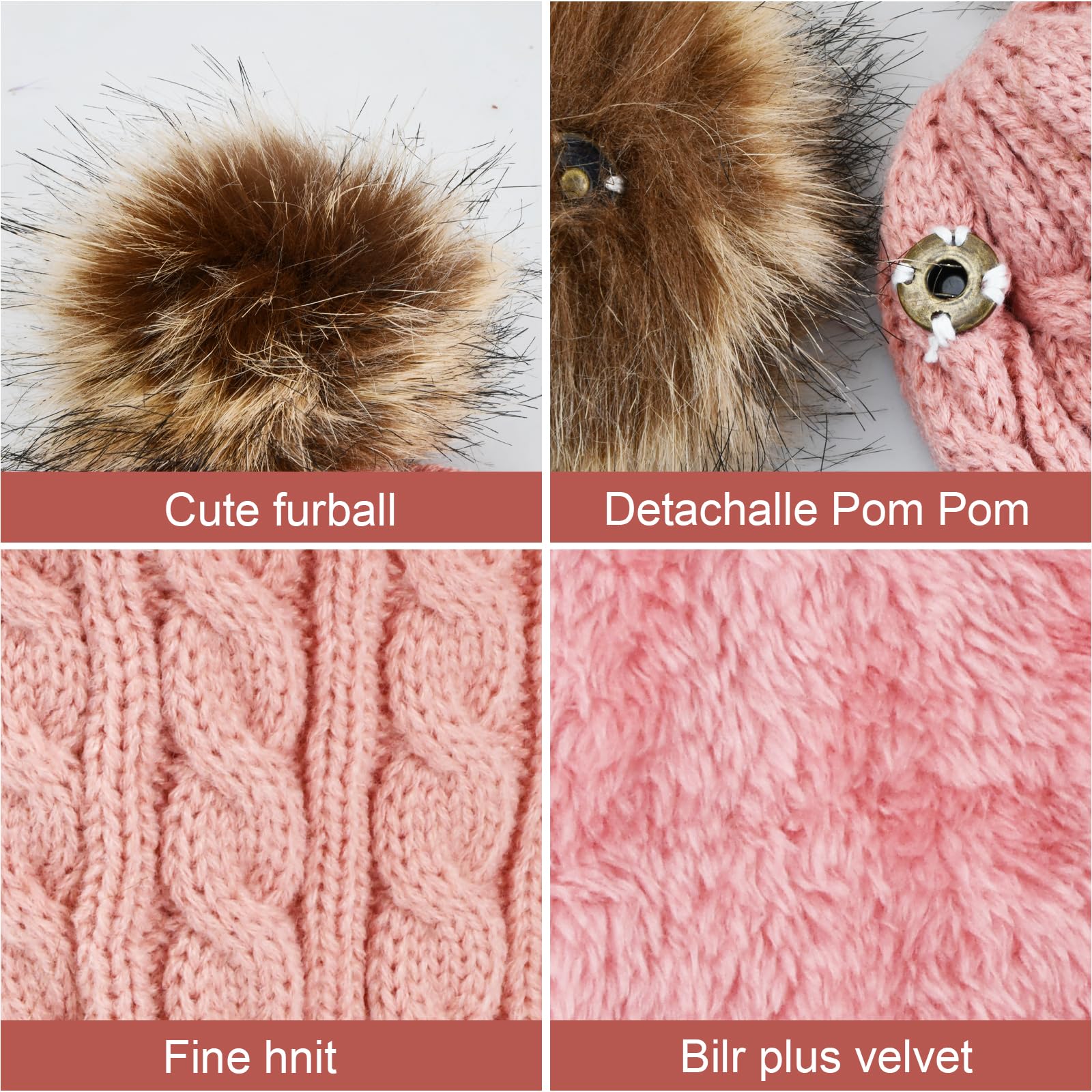volumoon Zestaw 3 czapek, szalików, rękawiczek dla dzieci, czapka beanie, okrągły szal z polarową podszewką, zestaw ciepły, zimowy zestaw dzianin, czapka szalik i rękawiczki dla chłopców, dziewcząt w