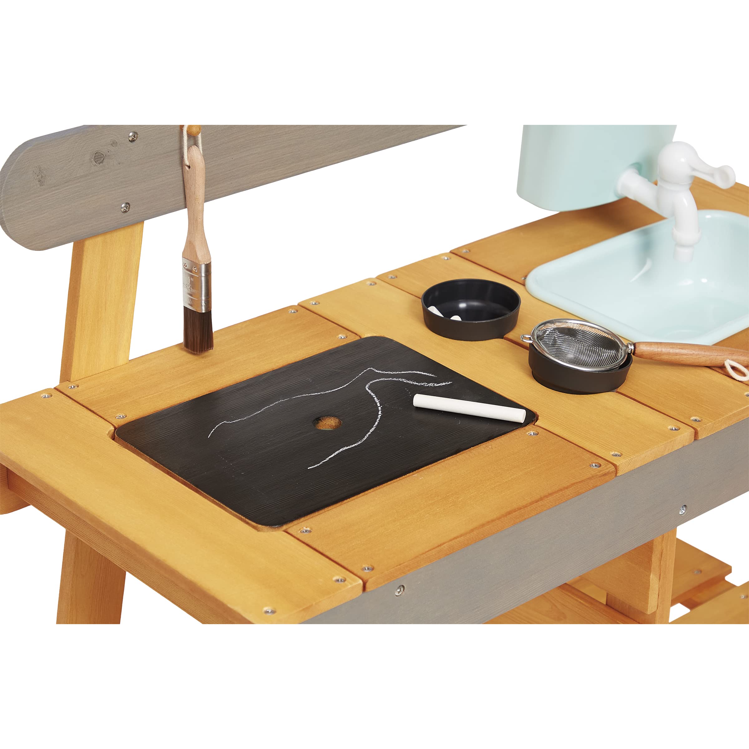 Janod - Muddy Lab - Kinderküche für draußen aus FSC-Holz - 10 Utensilien - Rollenspielzeug - Outdoor-Kinderspiel - Ab 3 Jahre, J06632