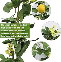 Vista 6 de Asodomo Guirnalda artificial de limón de 6 pies para primavera y verano con limones y flores, guirnalda de frutas sintéticas para cocina, mesa