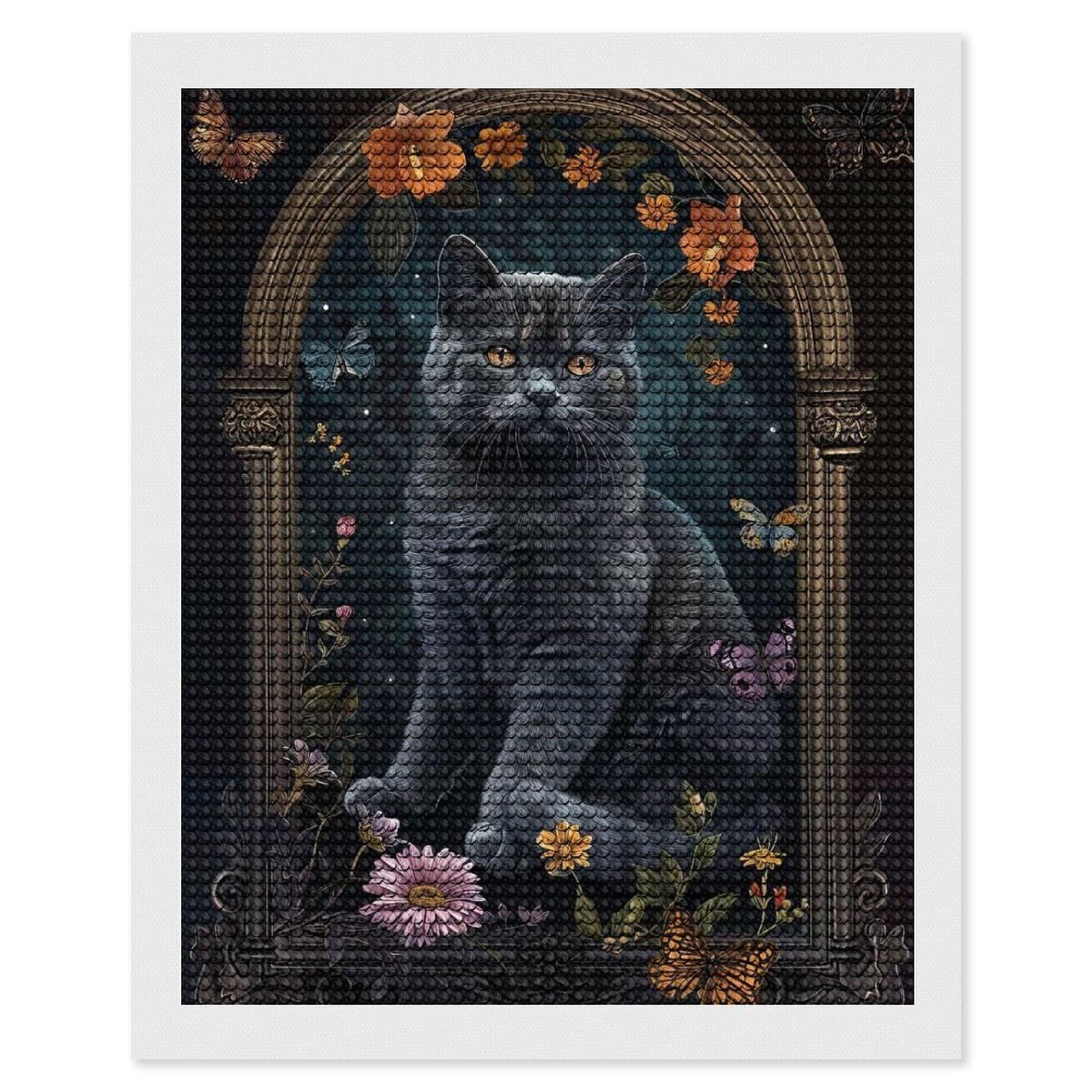 Junmoney Japanese Bobtail Diamond Art Canvas 16"x20", Easy to Follow Symbols, Finish and Display, Fun Craft Experience, Aesthetic Room Decor