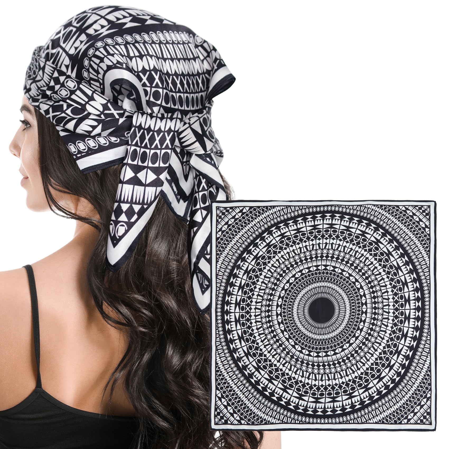 100% Mulberry Silk Head Scarf, 27x27 Inch Large Square Silk Neck Scarves, Silk Hair Scarf for Women Sleeping