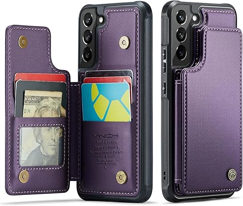 Vinich Funda para Samsung Galaxy S22 Plus con soporte para tarjetas, para Samsung S22 Plus Funda tipo cartera para mujeres y hombres con bloqueo