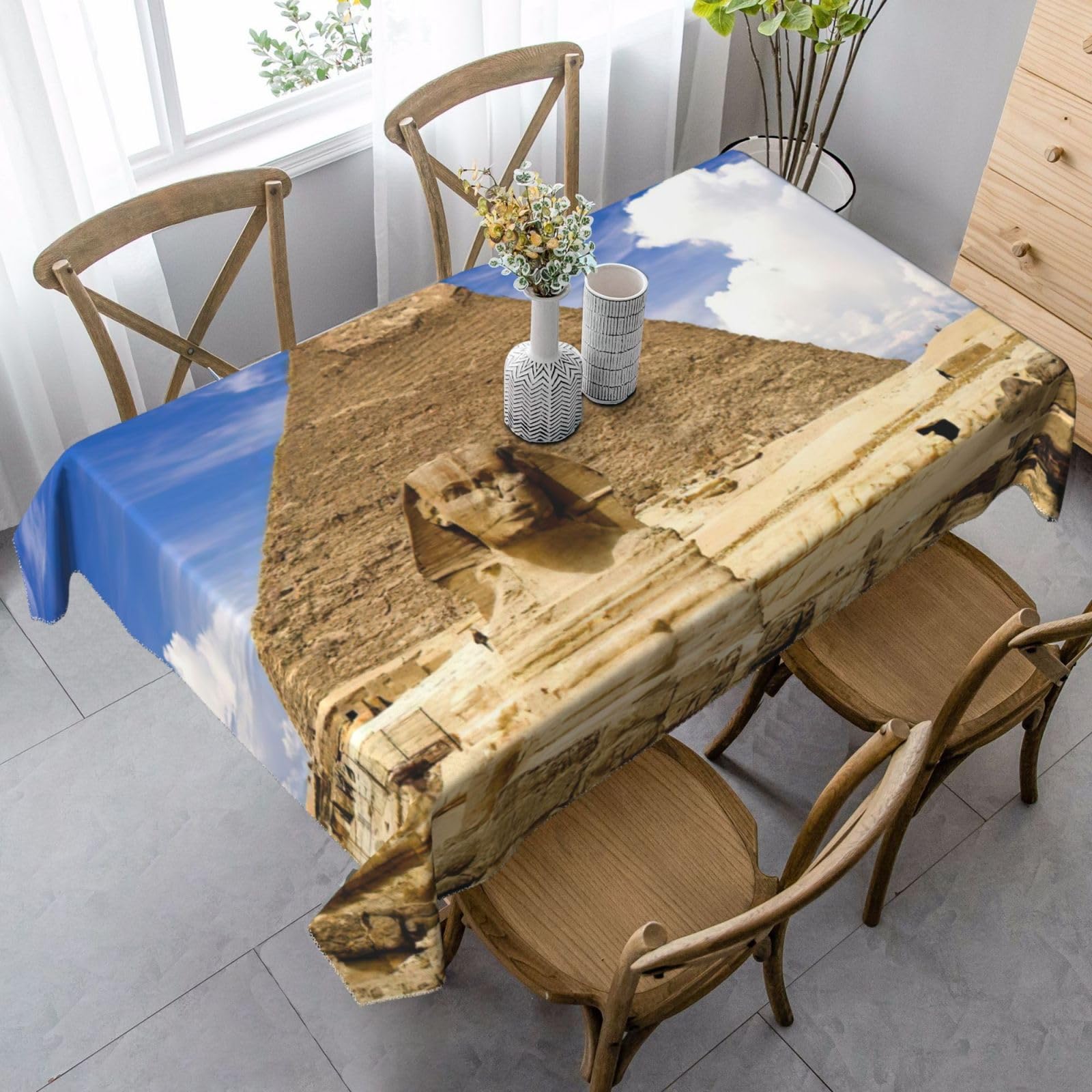 yagDAA Pyramids Of Egypt Print Rectangle Tablecloth Table Cover Indoor Outdoor Dining Room Kitchen Table Cloth 140x90cm
