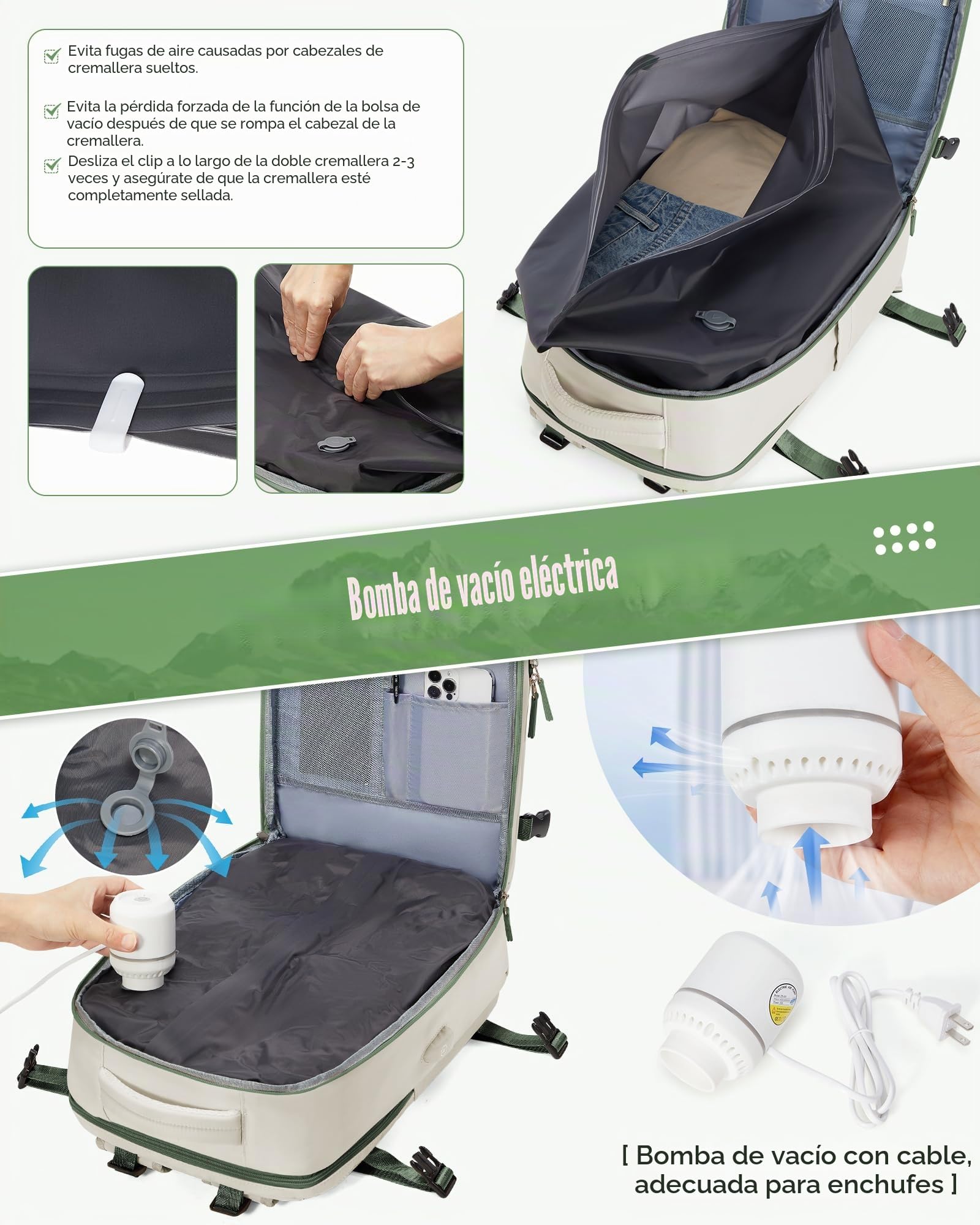 SZLX Mochila al Vacio con Bomba Equipaje de Mano 40x30x20 Ryanair Vueling Wizzair Easyjet Mochila Viaje Cabina Avion 40x20x25 Ryanair Mujer Mochila de transporte Impermeable para Computadora Portátil