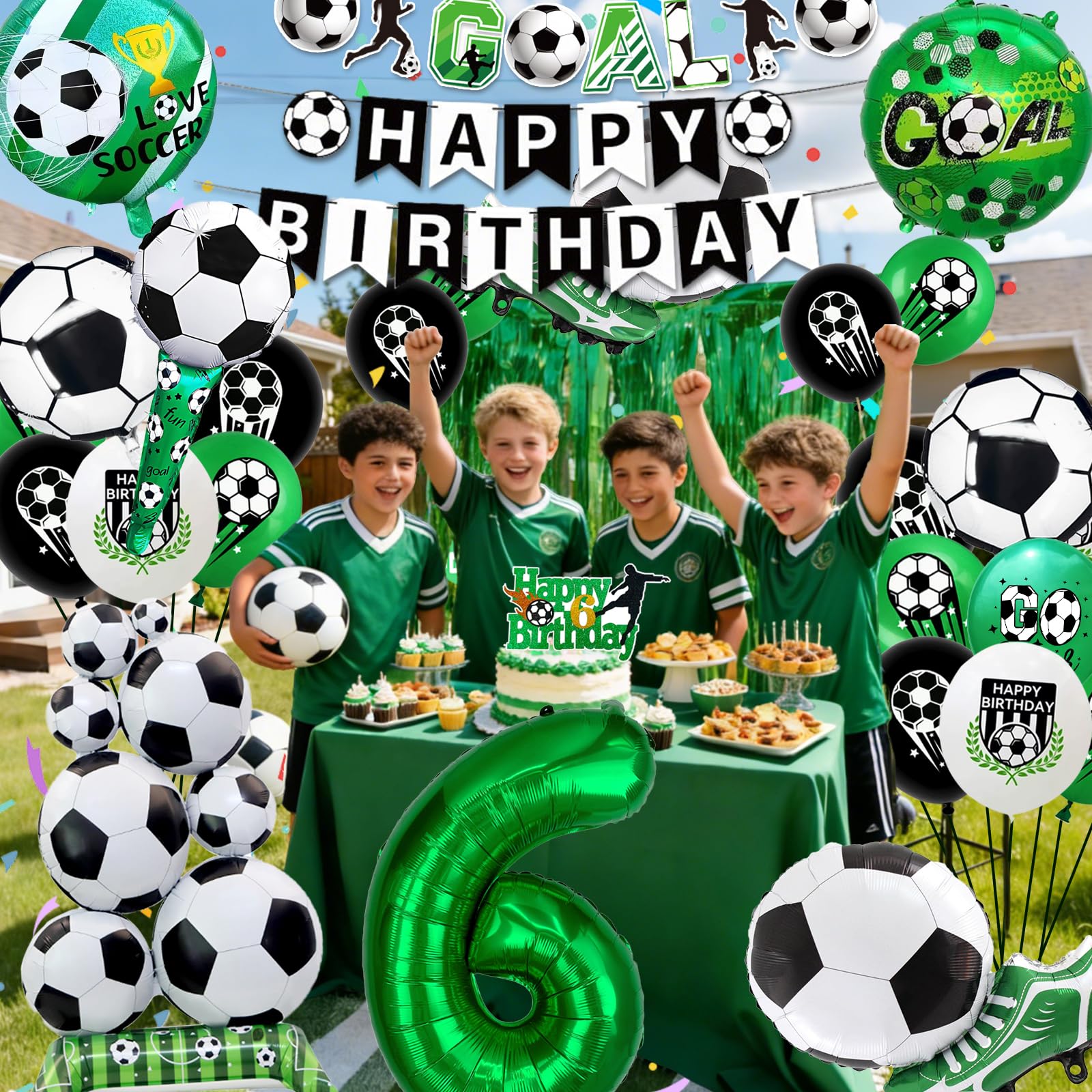 2026 nouveau Anniversaire Foot, Decoration Anniversaire Garcon 6 Ans, Ballons Football Debout, Ballon Anniversaire Foot, Decoration Anniversaire Football, Déco Gâteau Age (Party Deco 6 Ans Garcon) - 2