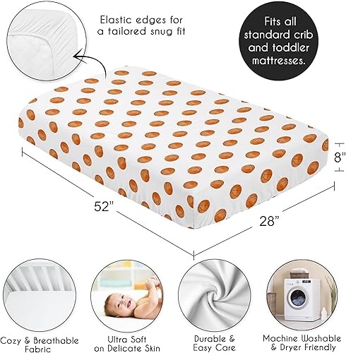 Miniatura 4 de Sweet Jojo Designs Sábana bajera ajustable para cuna de niño de baloncesto para bebé, recién nacido, cuarto de bebé, colchón estándar, color naranja