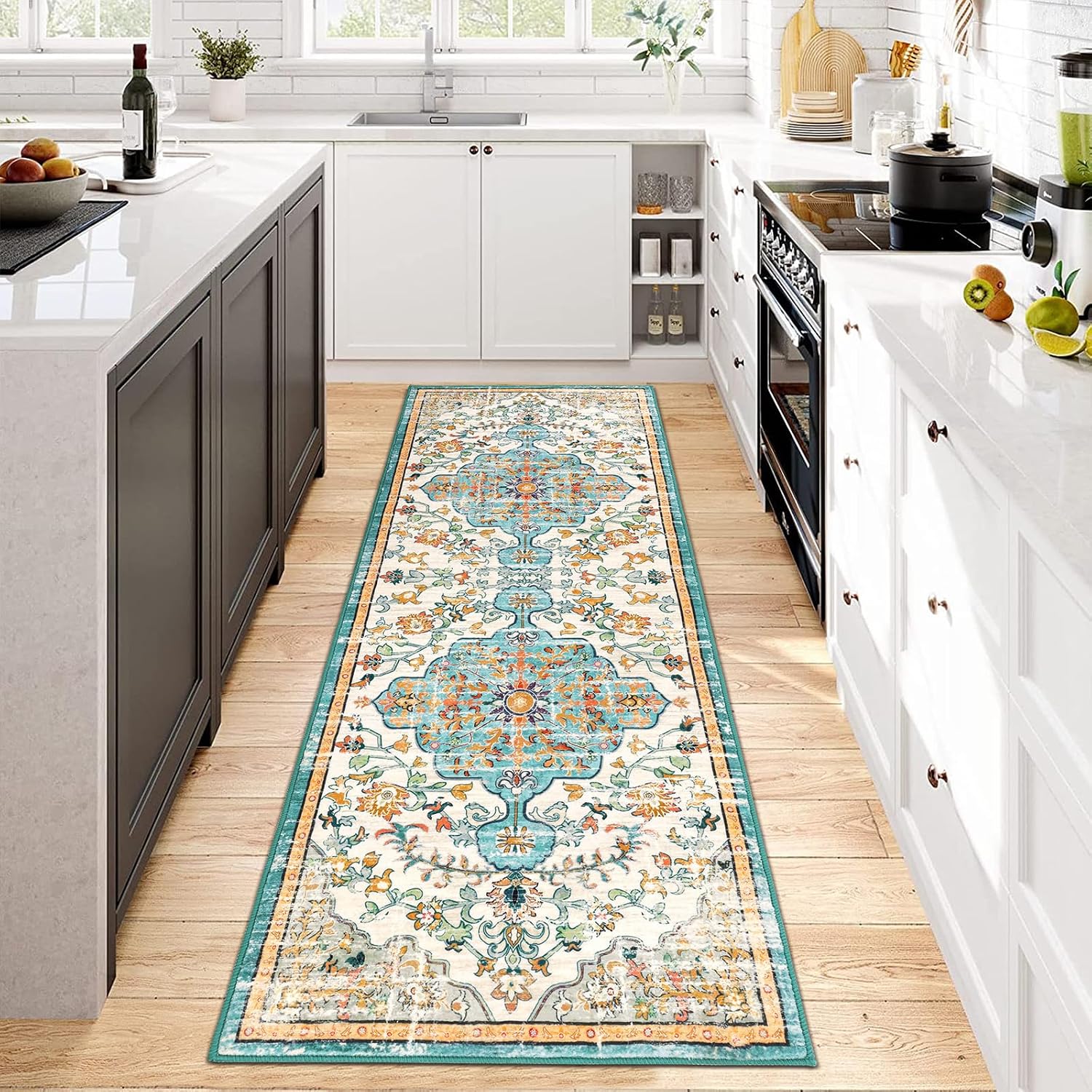 Pauwer Boho Hallway Runner Rug 2x6 Washable Entryway Area Rugs Non Slip Farmhouse Vintage Floor Mat Carpet Runner for Hallways Laundry Room Kitchen Bathroom Bedroom