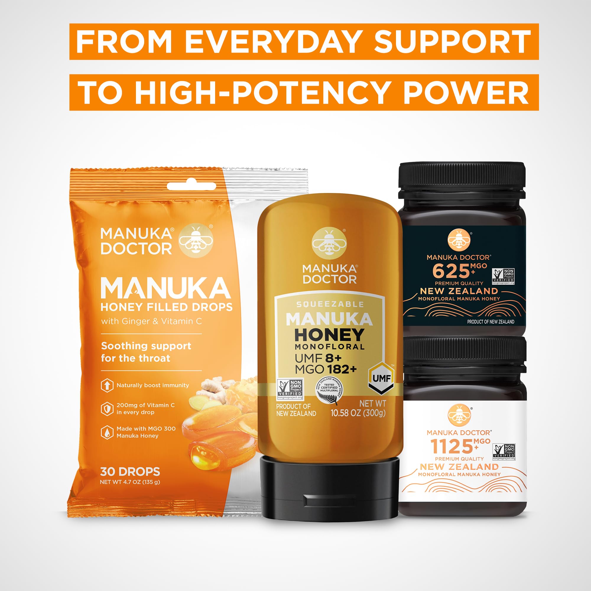 Manuka Doctor Cough Drops, Raw Manuka Honey, Ginger & Vitamin C, 30 Count, Manuka Middles, Runny MGO 300 Honey-Filled Throat Lozenges for Dry or Sore Throat and Immune Support, Helps Calm Throat — Amazon image 8